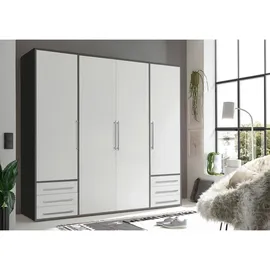 SchlafKONTOR Drehtürenschrank Lyss 206 x 194 x 58 cm Grau/Weiß