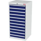 STIER Schubladenschrank mit 11 Schubladen BxTxH 600x575x1220 mm lichtgrau/enzianblau