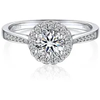 LuxusKollektion Verlobungsring Verlobungsring Damen Silber 1 Karat Moissanit Halo Geschenkbox silberfarben
