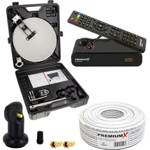 PremiumX Camping SAT Anlage Receiver Single LNB 10m Kabel F-Stecker Koffer