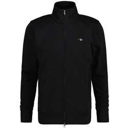 GANT Herren Sweatjacke - REGULAR SHIELD FULL ZIP SWEAT, Reißverschluss, Stehkragen Schwarz S