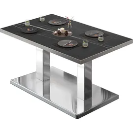 GGM Möbel Bistro Loungetisch 120 x 70 x 41 cm Schwarz Marmor/Edelstahl