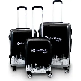 Berwin Bituxx Kofferset 3teilig Design Fly The World Black