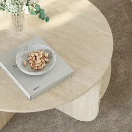 [en.casa] Couchtisch Reykhon Ø80x41 cm Travertin