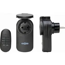 Kopp 292207011 Funk-Set: 1x Fernbedienung, 2x Adapter mit Klappdeckel, inkl. Batterie, Reichweite: ca. 25 m, max. 1000W - 4 Stück