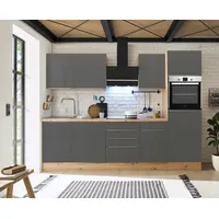 Respekta Küchenzeile Marleen Premium 280 cm Grau Artisan Eiche