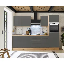 Respekta Küchenzeile Marleen Premium 280 cm Grau Artisan Eiche