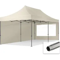 TOOLPORT 3x6m Stahl Faltpavillon, inkl. 2 Seitenteile, creme -