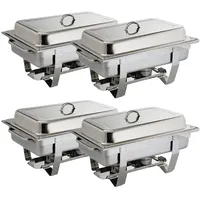 Olympia Milan Chafing Speisewärmer-Set aus Edelstahl, 1/1 GN / 9 Liter (4 Stück), Farbe: Silber, inklusive wärmeisolierenden Deckeln, passend für 1/1 GN x 65 mm Gastronorm-Pfannen, S299