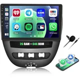 2G+64G CAMECHO Android 12 Autoradio für Citroen C1/Peugeot 107/Toyota Aygo 2004-2014 mit Navi Carplay Android Auto,Doppel Din Autoradio mit 10 Zoll Bildschirm Bluetooth RDS/FM MirrorLink und USB