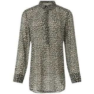 Comma, comma Longbluse aus Chiffon mit Leo-Print beige 34