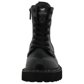 Mustang Winterboots MUSTANG SHOES "Tilda", Damen, Gr. 38, schwarz, Lederimitat, Textil, kariert, Schuhe Winterboots, Plateauboots, Winterboots mit Chunky Plateausohle