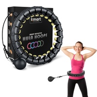 K-MART Smart Hula Ring Hoops, gewichteter Hula Circle 24 abnehmbarer Fitnessring mit 360 Grad automatisch drehendem Ball, Gymnastik, Massage, Fitness für Erwachsene zur Gewichtsreduktion (Schwarzgold)