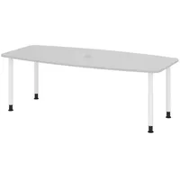 Bümö Konferenztisch, Grau, Weiß, Nachbildung, Oval, 220x74x103 cm, FSC