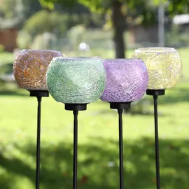 MARELIDA Windlicht Teelichthalter Deko Mosaik Gartenstecker Gartenstab orange