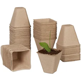 Relaxdays Anzuchttöpfe eckig 80er Set 8 x 8 x 8 cm biologisch abbaubar