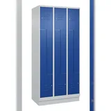 C+P Z-Spind Classic PLUS, Füßen, 6 Abteile, HxBxT 195x90x50cm, Zylinderschloss, Hellgrau/Enzianblau von PROREGAL