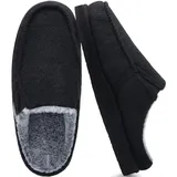 ONCAI Hausschuhe Herren Filz Komfort mitPlüsch Pantoffeln Orthopädische Arch Support Wärme Flauschig Slippers mit Memory Foam Indoor Outdoor Rutschfest Gummisohle Plüsch Schwarz Größe 48 - 48 EU