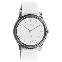OOZOO Quarzuhr Oozoo Damen Armbanduhr Timepieces Analog, Damenuhr rund, mittel (ca. 36mm) Lederarmband, Casual-Style weiß