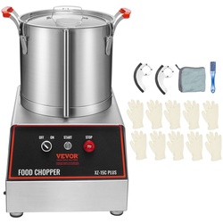 VEVOR Küchenmaschine Gemüsezerkleinerer 1400W Edelstahlmixer 17,62L Silber