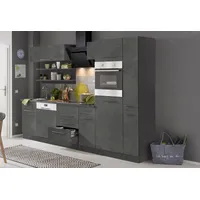 KOCHSTATION Küchenzeile »KS-Tulsa«, ohne E-Geräte, Breite 270 cm, schwarze Metallgriffe, MDF Fronten, grau