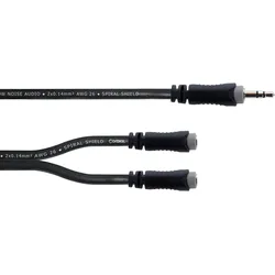 Cordial ELEMENTS 0,3m Plug 3,5 stereo black - 2x Jack Socket 3,5 stereo black- elements MIC 2 twin stereo