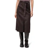 Zero Midirock "Damen mit Bindegürtel", Damen, Gr. 34, chocolate plum, Stoff, Obermaterial: 95% Polyester, 5% Elasthan, aufgeraut, figurbetont lang, Röcke, Gürtel
