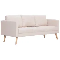 vidaXL 3-Sitzer-Sofa Stoff Cremeweiß