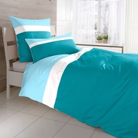 BettwarenShop Bettbezug einzeln 240x220 cm  Mako-Satin Bettwäsche pazific/elfenbein/aqua