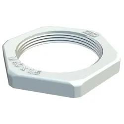 Gegenmutter Typ 116, metrisches Gewinde, Polystyrol, M32 x 1,5, lichtgrau - lichtgrau