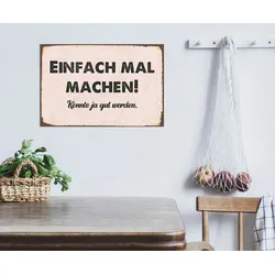 Metallbild QUEENCE "Einfach machen", schwarz (farbe bild(er): schwarz), B:45cm H:30cm, Stahl, Metall, Bilder, Stahlschilder