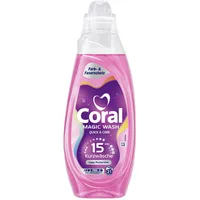 Coral Magic Wash Quick & Care Waschmittel Color Protection Flüssigwaschmittel für 15 Minuten Kurzwäsche mit PRO-S Technologie 21 WL