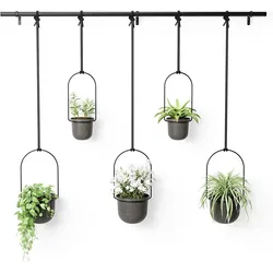 Umbra Triflora BLACK Hängeblumentopf, Wandvase, Blumentopf, Blumenampel für Wand-& Deckenanbringung
