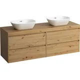 Laufen LANI Waschtischplatte wildeiche inklusive Unterschrank, 1 Ausschnitt links und rechts, 1570x495x580mm, H4065941122671,