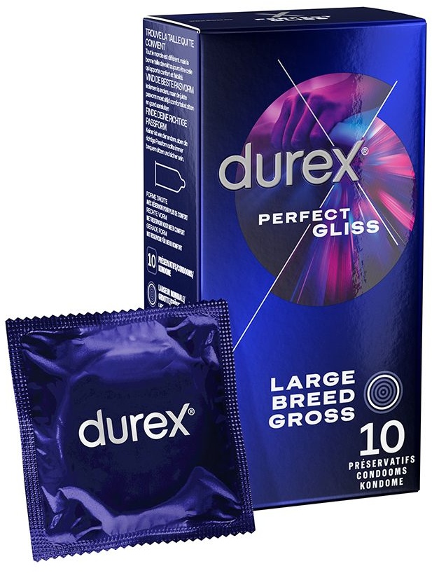 Durex Préservatifs Perfect Gliss - 10 Préservatifs - Idéal pour le Sexe Anal 10 pc(s) préservatif(s)