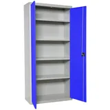 Proregal Stahlschrank Metall 80x180x40 cm Blau/Grau 4 Fachböden