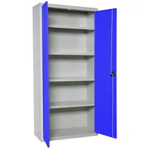 Proregal Stahlschrank Metall 80x180x40 cm Blau/Grau 4 Fachböden
