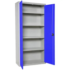 Proregal Stahlschrank Metall 80x180x40 cm Blau/Grau 4 Fachböden