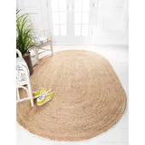 Ripaz Vogue Jute Teppich Natur Jute Handgeflochten Oval Form Fläche Teppich Flur Teppich Wohnzimmer Teppich (60x90cm (2x3 Fuß), Beige)