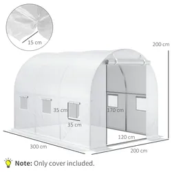 Outsunny - Ersatzfolie - 300L x 200B x 200H cm - weiß