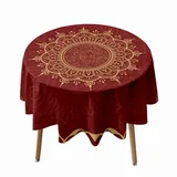 Morbuy Rund Tischdecke Abwaschbar, 3D Exotisch Drucken Rund Tischdecken Wasserdicht Lotuseffekt Abwischbar Tischtuch für Dekoration Küchentisch Garten Outdoor (Durchmesser 150cm,Barock)