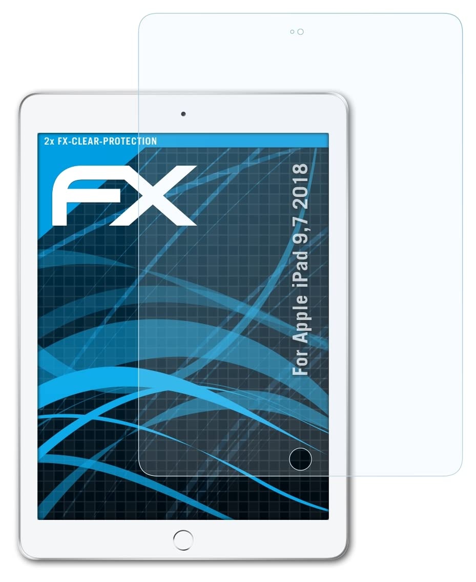 atFoliX Schutzfolie kompatibel mit Apple iPad 9,7 2018 Folie, ultraklare FX Displayschutzfolie (2X)