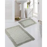 CARPETIA Badematten Set 2-teilig - waschbar - Steinoptik in grau, Größe 50x60cm + 60x100 cm