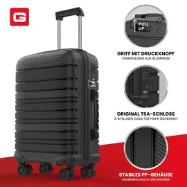 gentor Koffer Reisekoffer Hartschalenkoffer Travel Trolley Rollkoffer Handgepäck - schwarz