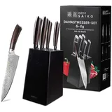 BEM Saiko Damastmesser Set 6-tlg. 67-lagiger VG-10 Damaszener Stahl Schwarz