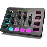 FIFINE Gaming Audio Mixer, Streaming RGB PC Mixer mit XLR Mikrofon Interface, individuelle Steuerung, Lautstärkeregler, Stummschaltungstaste, 48V Phantomspeisung, für Podcast, Aufnahme, Gesang