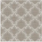 Profhome Textiloptik Tapete Barock 0,53 m x 10 m 5,33 m2 Grau/Beige 956296-GU