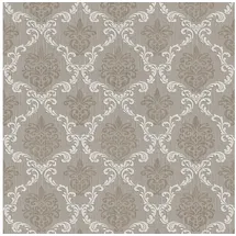 Profhome Textiloptik Tapete Barock 0,53 m x 10 m 5,33 m2 Grau/Beige 956296-GU