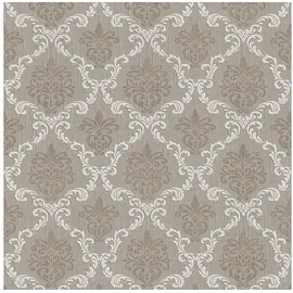 Profhome Textiloptik Tapete Barock 0,53 m x 10 m 5,33 m2 Grau/Beige 956296-GU