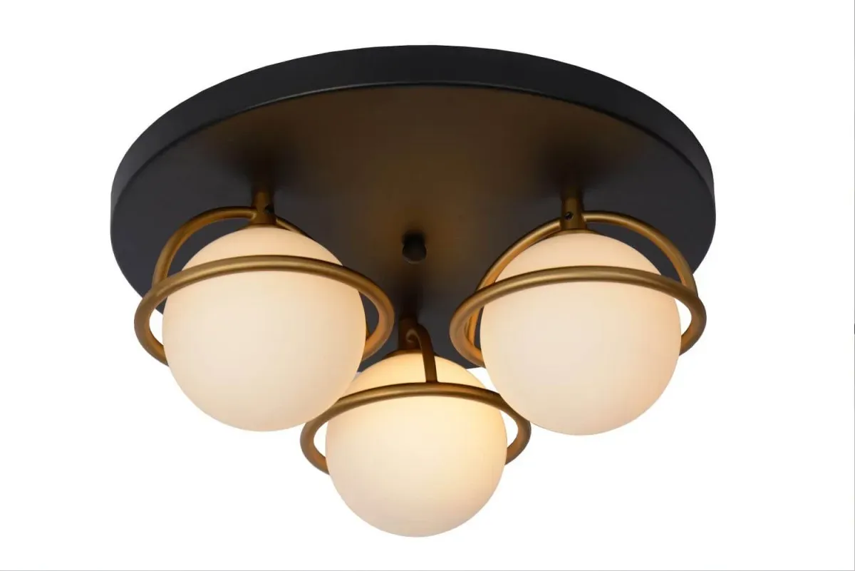Lucide 30167/03/30 ISOBEL Deckeneinbauleuchte D380mm 3xG9 | IP44 - schwarz, opal